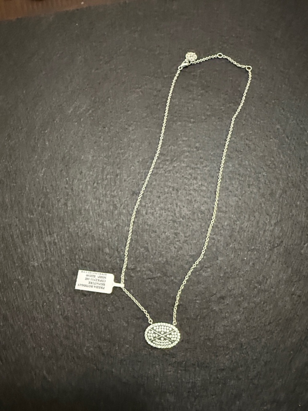 Delicate Silver Oval Crystal Pendant Necklace